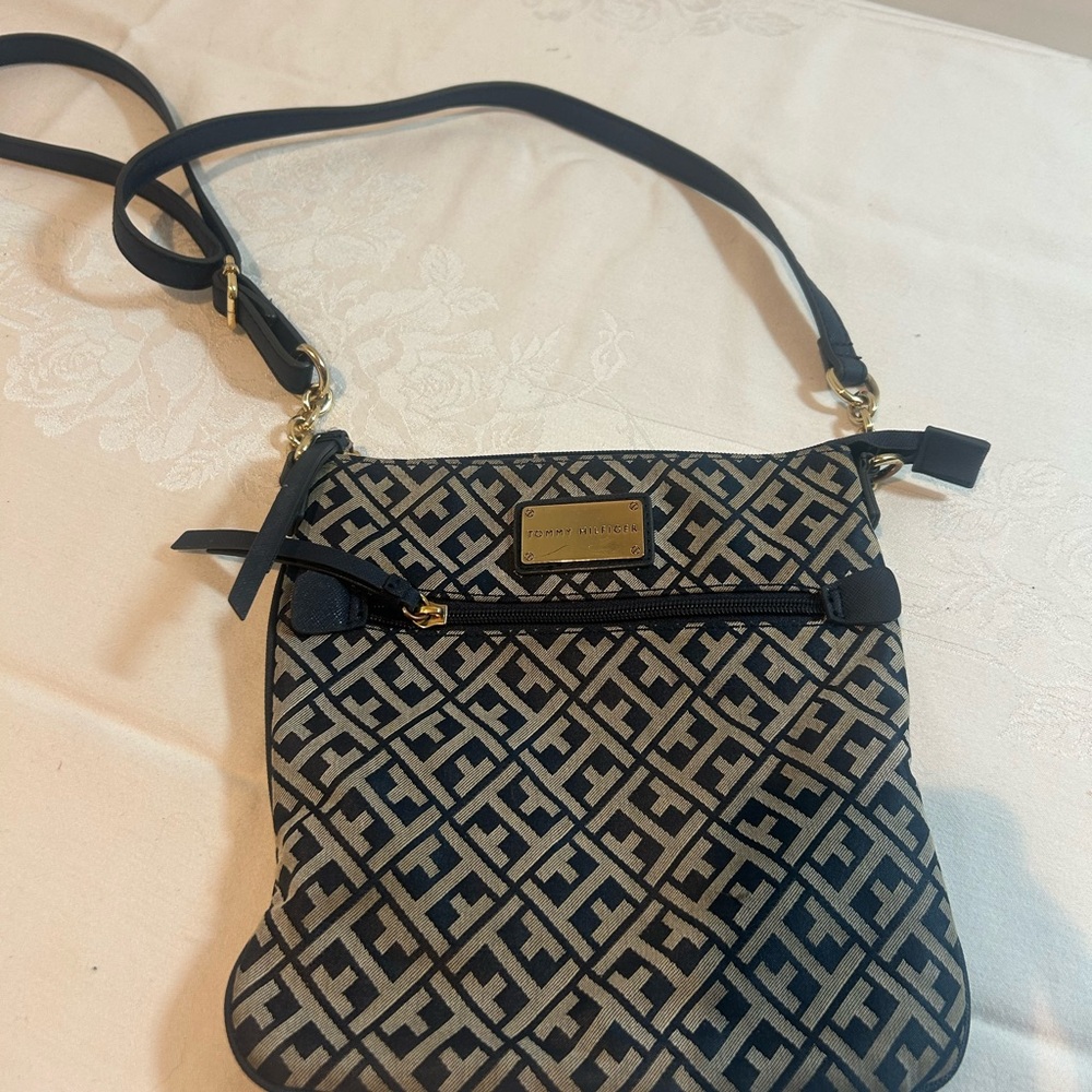 Tommy‎ Hilfiger Black and Tan Crossbody Bag